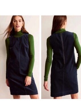 Biden Evie Corduroy Shift Dress Navy Blue Pockets Size 6